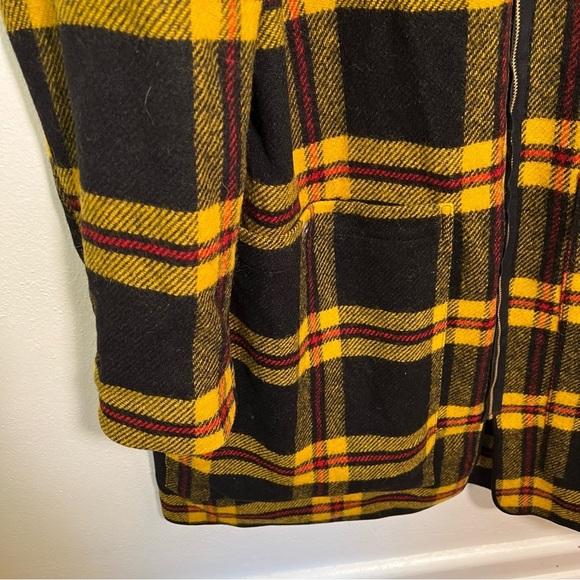 Vintage Zero King Full Zip Wool Coat Jacket Yellow Plaid 44L - Picture 4 of 14